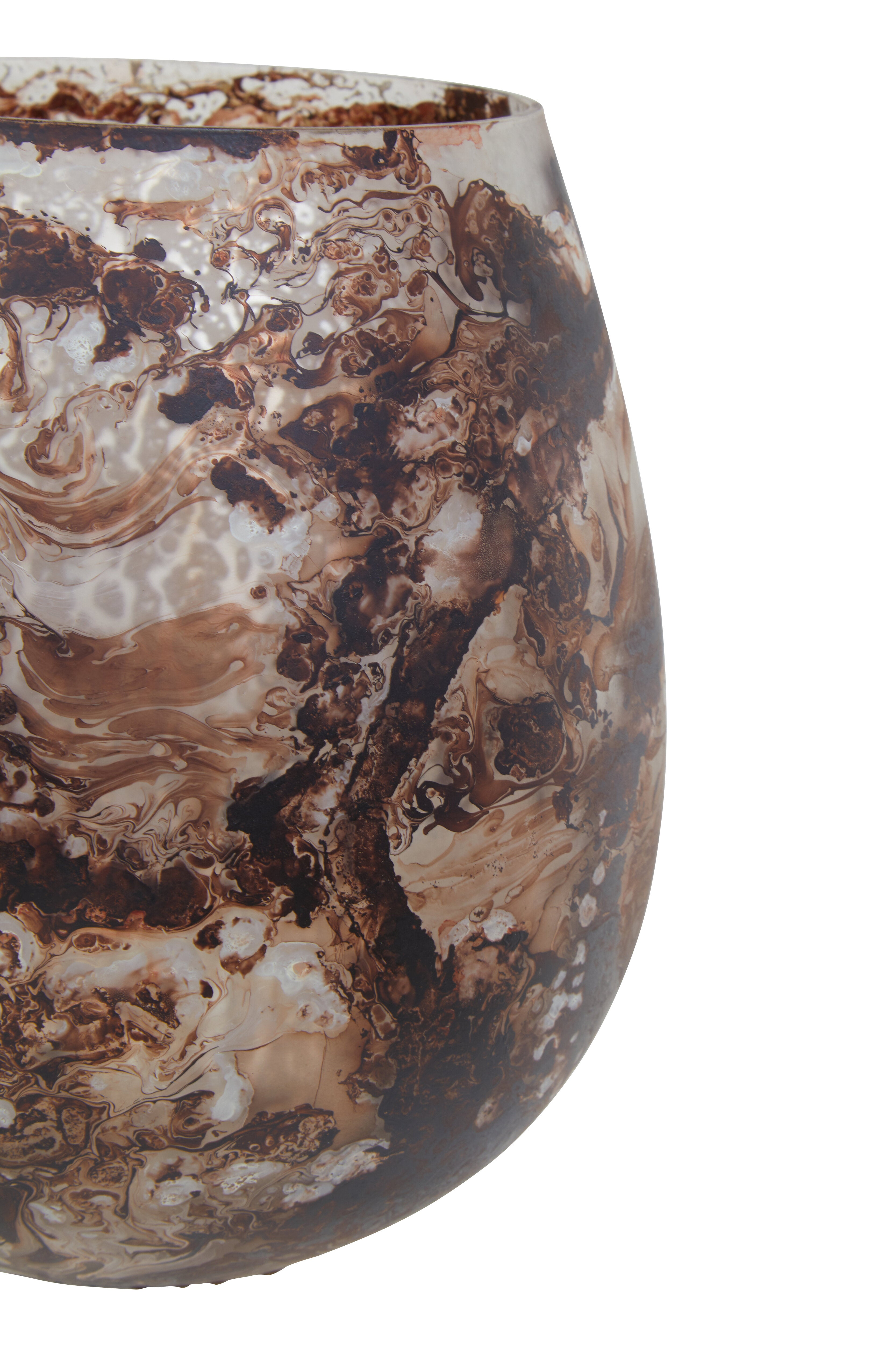Vienna Brown Marble Effect Glass Candle Holder | Large